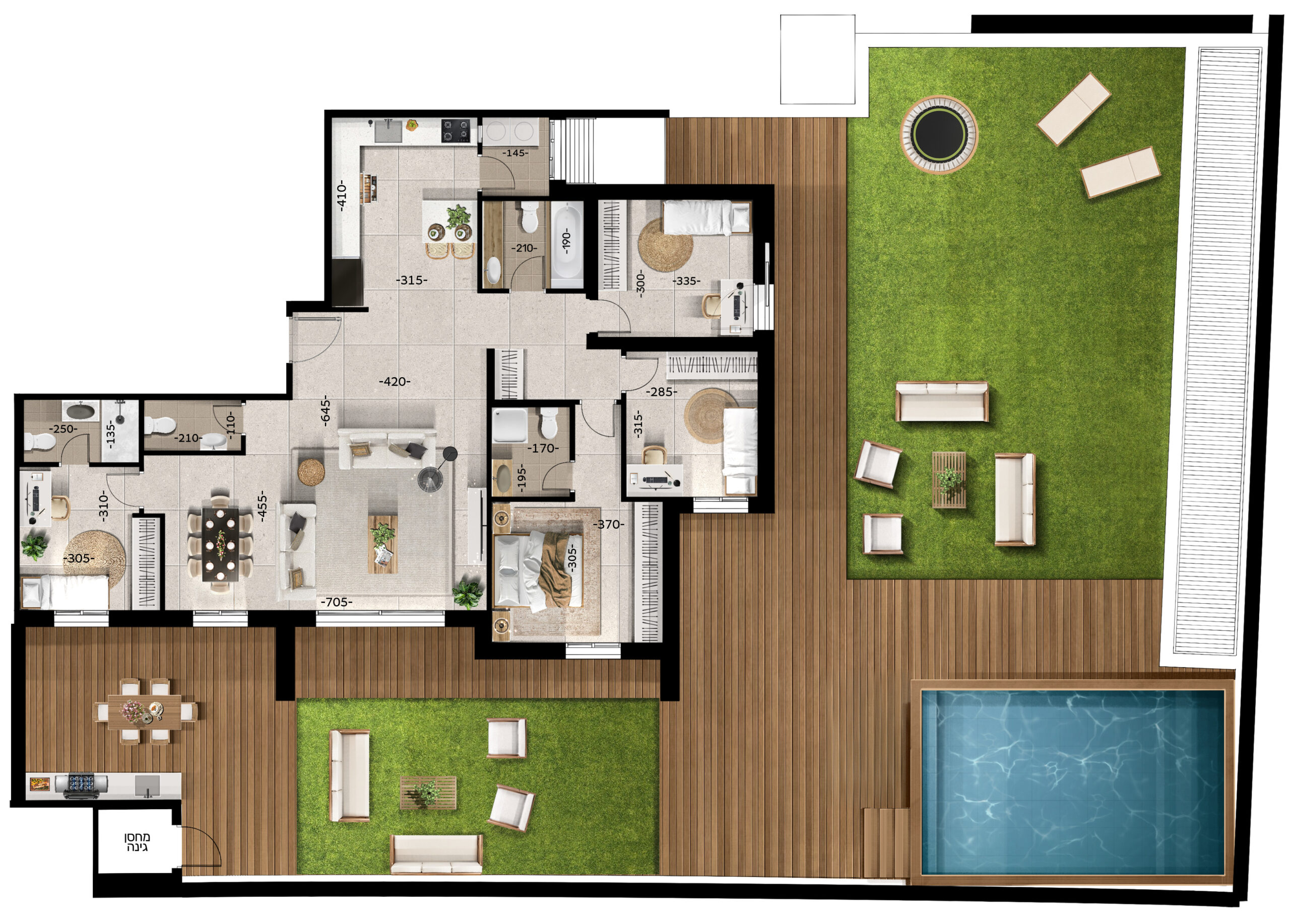 דירת גן 5 חד